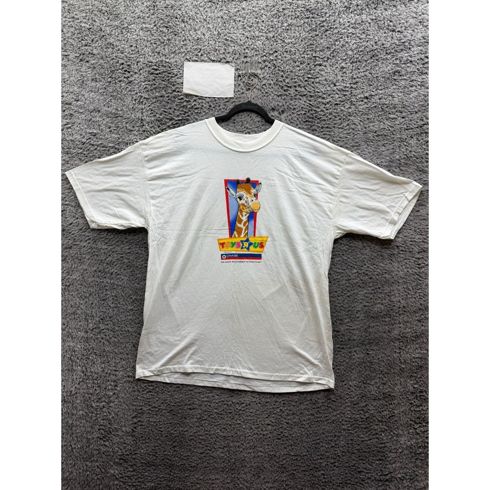 Vintage 2003 Y2k Toys R Us Geoffrey Giraffe Graphic Promo T-Shirt White Size XL